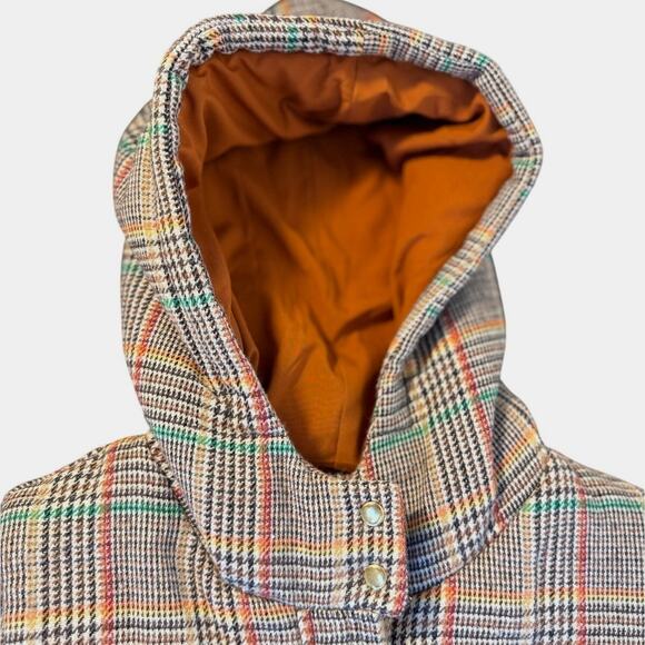 Etcetera Tan Plaid Hooded Puffer Vest NWT - Picture 8 of 11